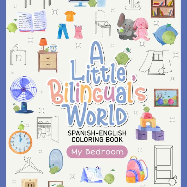 Coloring Book (Spanish/English) + Sticker Sheet Set